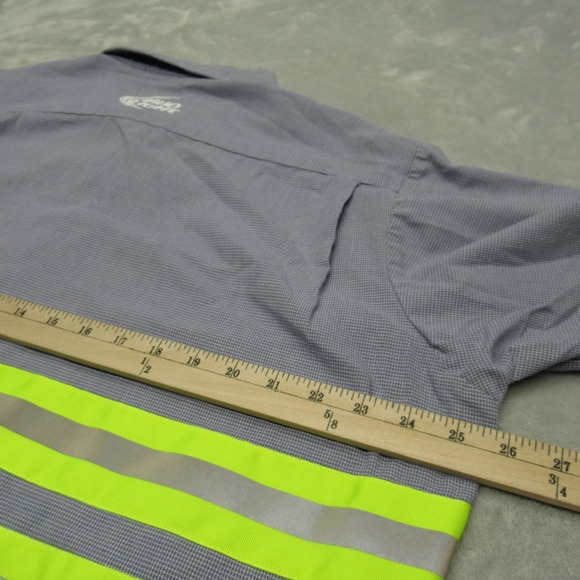 Budweiser Shirt Men XL Riverside Blue Reflective Stripes Button Up Logo Employee - Picture 13 of 14